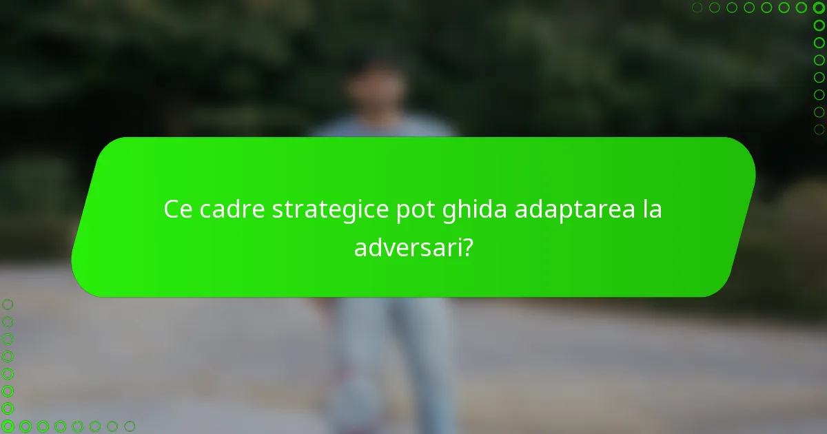 Ce cadre strategice pot ghida adaptarea la adversari?