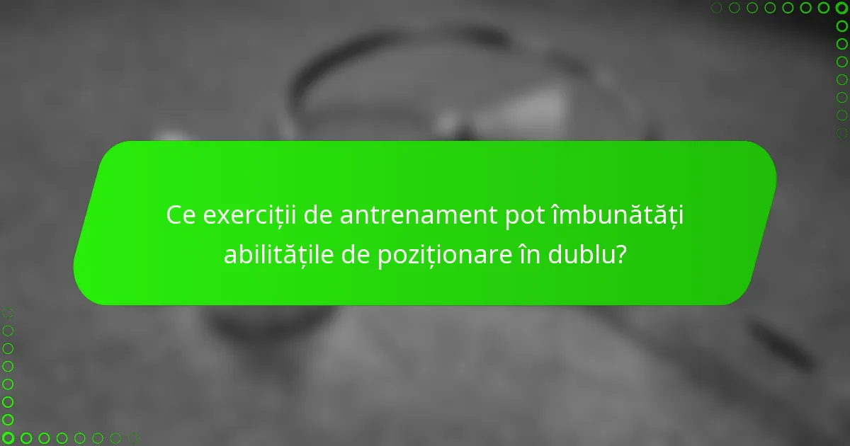 Ce exerciții de antrenament pot îmbunătăți abilitățile de poziționare în dublu?