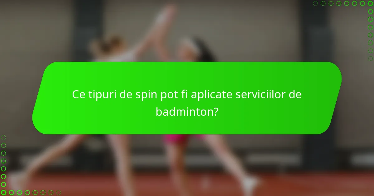 Ce tipuri de spin pot fi aplicate serviciilor de badminton?
