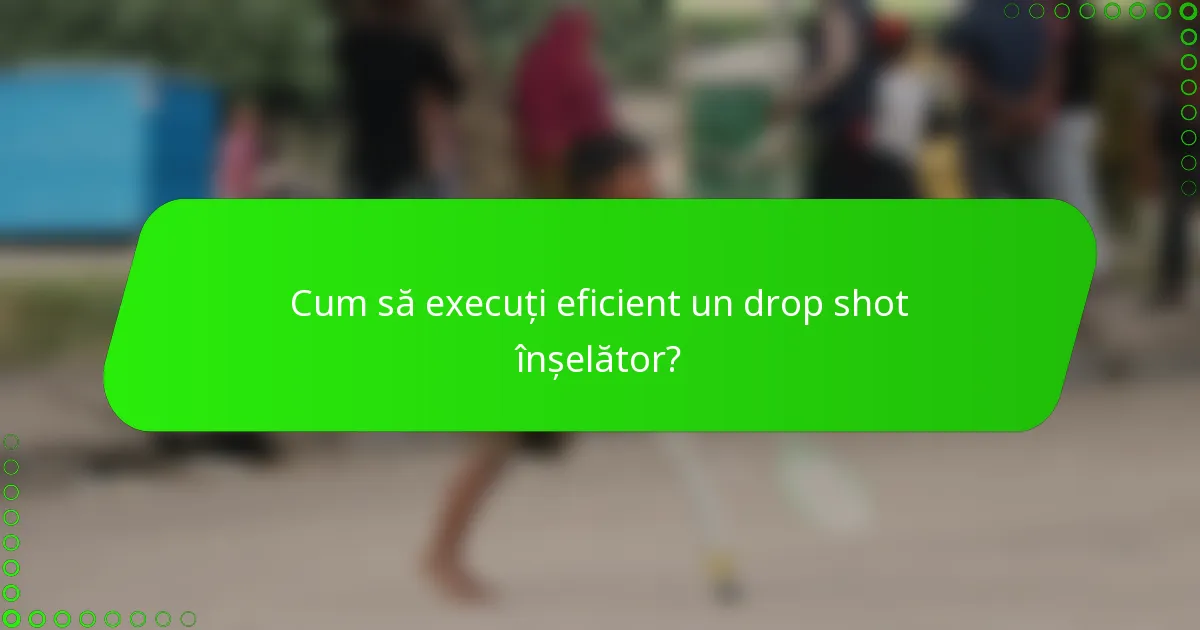 Cum să execuți eficient un drop shot înșelător?