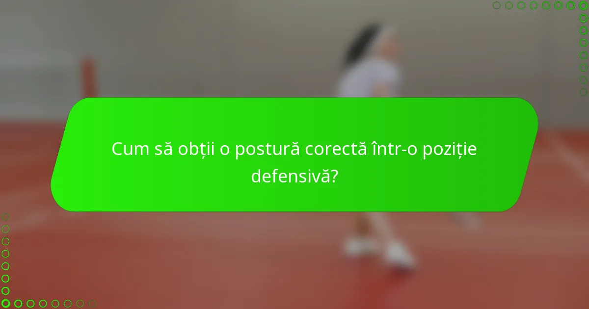 Cum să obții o postură corectă într-o poziție defensivă?